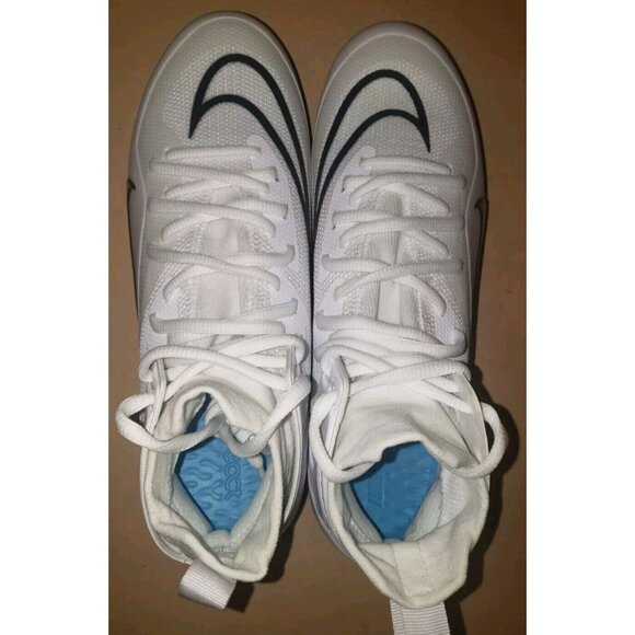 NIKE ALPHA HUARACHE 8 ELITE LACROSSE FOOTBALL WHITE/BLUE MEN'S Sizes NEW - Picture 11 of 16